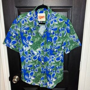 RSVLTS Dallas Mavericks sports theme Green and Blue Floral Shirt